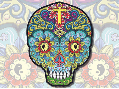 la calavera de azucar design graphic design hispanic chicano mexican icon illustration logo vector