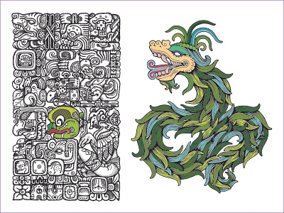mayan tablet/ quetzalcoatl