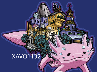 Axolotl town branding design graphic design icon illustration logo mexico typography ui ux vector