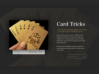 Card Tricks UI cards modal ui web design