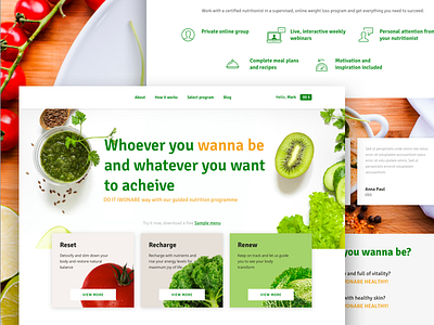 Nutrition landing page