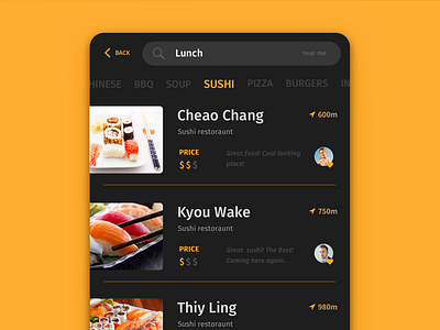 Mobile UI app app design flat food interface ios iphone mobile rating restaurants ui ux