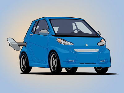 Wind-Up Smart Car blue car illustration key vector wind up