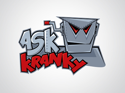 Ask Kranky 52 robots cartoon crank illustration logo red robot vector