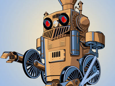 Train Bot Details 52 robots illustration robot rusty train vector