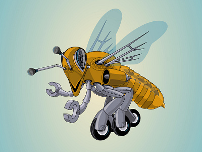 Buzz-Bot 52 robots bee buzz illustration robot vector