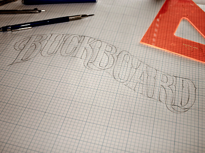 Buckboard Logo hand lettering old time pencil sketch