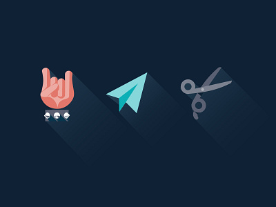 RPS Flattened flat icons lines outlines paper rock rocker scissors