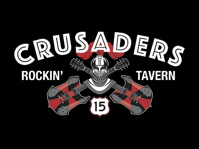 Crusaders bar black dark guitars knight logo metal red rock