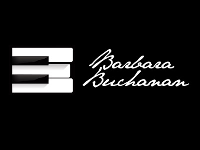 Buchanan Logo b black composer hand written logo music piano keys white