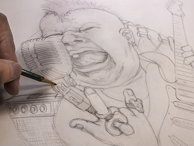 Thursday's Child Sketching baby band guitar illustration microphone pacifier punk rocker sketch