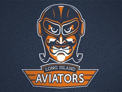 Long Island Aviators aviation blue goggles illustration logo mascot mustache orange retro