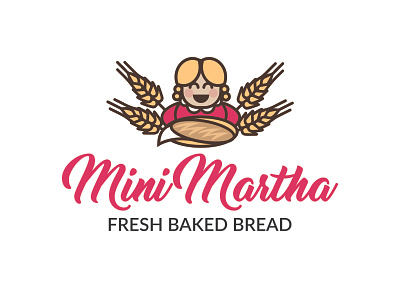 Mini Martha Logo bakery branding bread design icon logo pink simplicity vector wheat