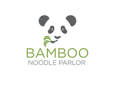 Panda Logo bamboo gray green leaves panda