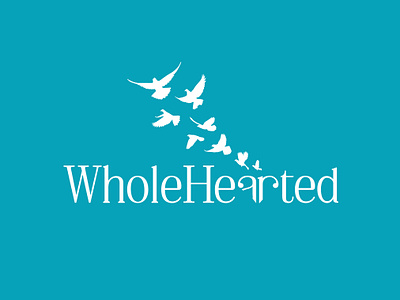 Whole Hearted Logotype birds blue freedom heart logodesign logotype serif spiritual