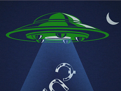 Cinq Abducted aliens flying saucer illustration night tee ufo vector