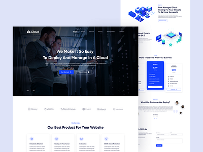 Cloud Service Landing Page branding clean design flat illustration landing page minimal page service ui ux vector web