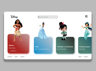 Disney Character introduction Site animation landing page motion graphics ux webdesign webpage