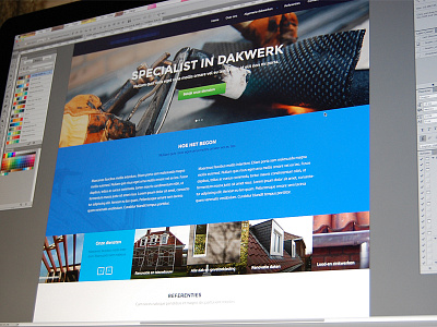 Client homepage blue homepage roofing ui web white