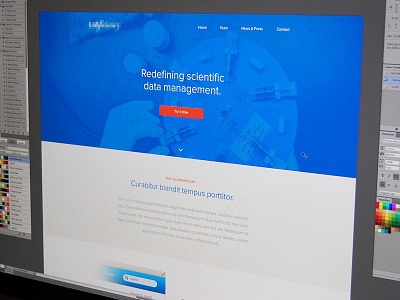 Mad Science app blue flat header homepage image lab orange science ui web