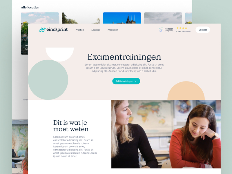 Eindsprint - Examentrainingen branding concept design desktop ui web website