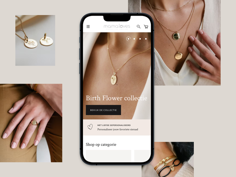 Mamaloves 💍 💎 design jewelry mobile pastel ui web website