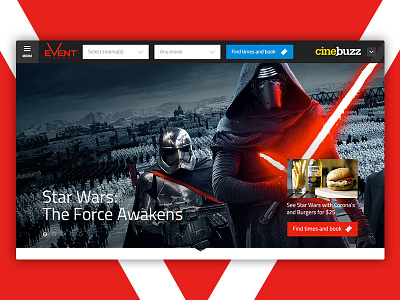 Event Cinemas cinemas event movies red redesign star wars ui web website