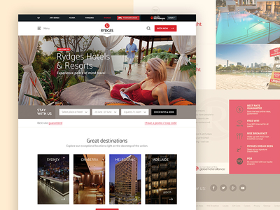 Rydges Hotels & Resorts concept flat homepage hotels pitch resorts rydges ui web website