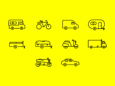 Vehicle icons icons illustration line transport vector vehicles