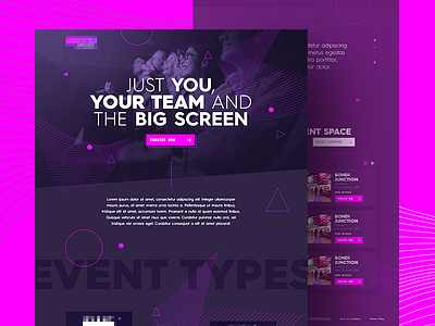 Event Spaces - Home cinema dark events layout project spaces ui web website