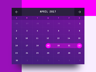 Event Spaces - Calendar 2017 calendar custom interface ui web