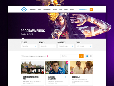Ster.nl - Programming advertising broadcast design hero layout ui web