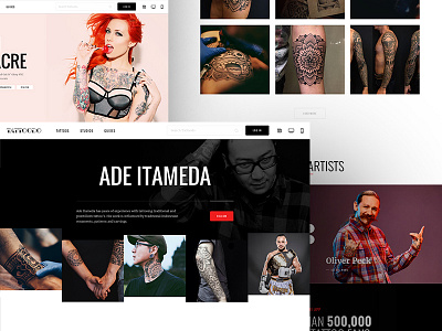 Tattoodo - Artist page black design flat hero layout photography tattoo ui