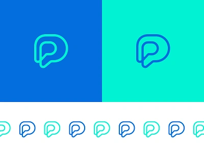 Paspartous blue branding chat fingers hand identity logo p pinch