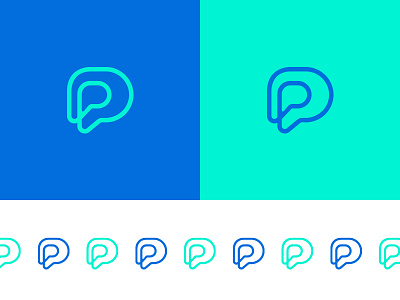 Paspartous blue branding chat fingers hand identity logo p pinch