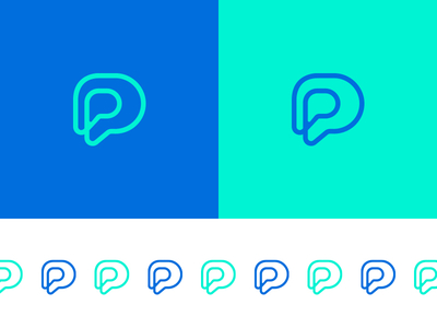 Paspartous blue branding chat fingers hand identity logo p pinch