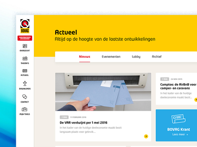 BOVAG - News dashboard desktop interface news ui