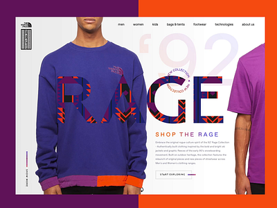 The North Face '92 RAGE collection clothing collection concept motion orange purple ui web website