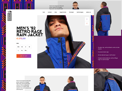 The North Face '92 RAGE collection clean concept design desktop fashion interface layout orange purple typography ui web website