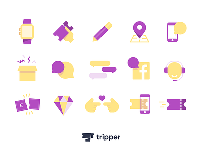 Tripper - Icons artwork branding creative design icon icon set illustration purple ui vector yellow