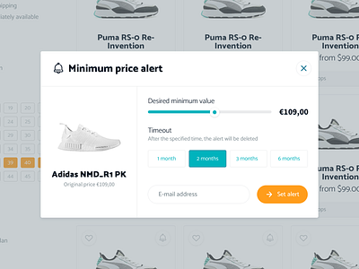 Sneakers123 - Price alert clean desktop layout mobile responsive ui uxdesign web webdesign website white