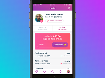 Knaek - Cashback app appdesign design gradient interface ios mobile mobile ui purple ui