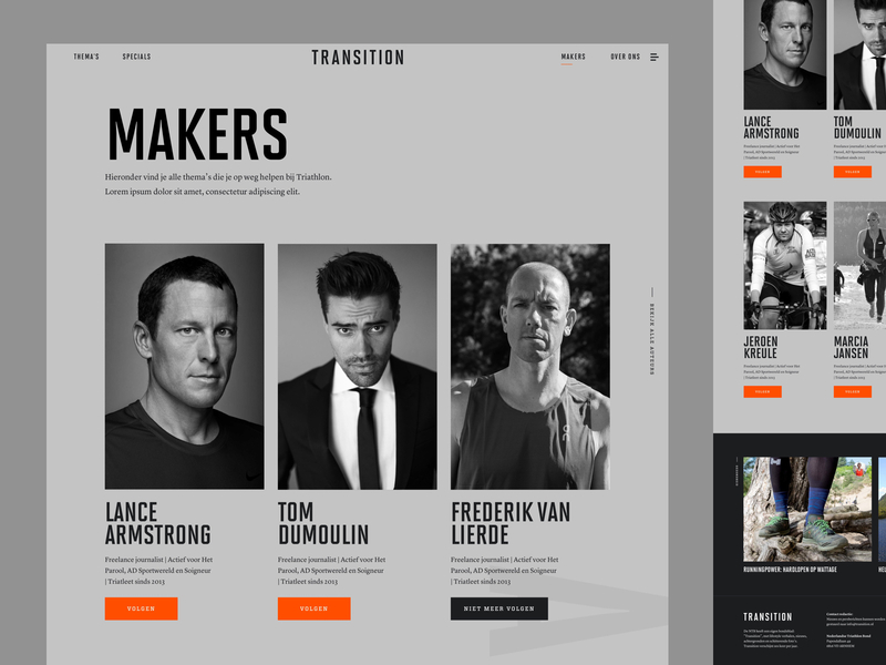 Transition - Makers design desktop layout magazine netherlands sport type typography ui web website