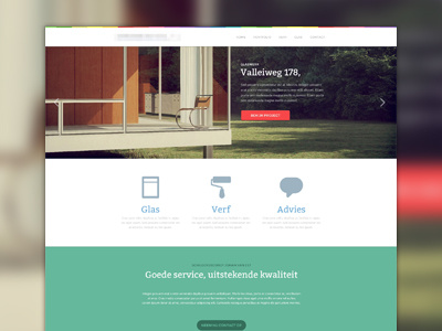 New project layout big clean flat green picture red ui web