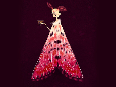 Party moth butterfly girl illustration lady moth woman