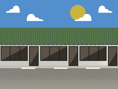 Dragonfly Bakery Store Front bakery coming soon illustration sky store sun vector wip