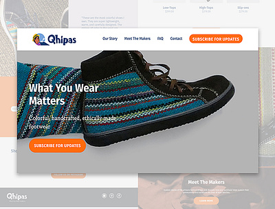 Qhipas Footwear - Website Design colorful handcrafted marketing site shoes web web design website website concept