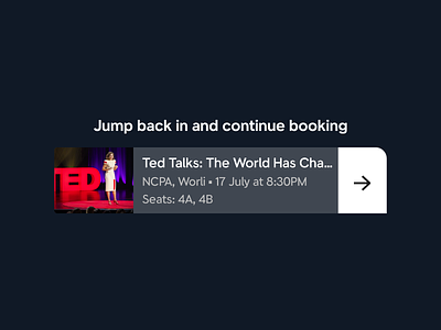 Small Card Widget to Continue Booking booking bookmyshow clevertap event