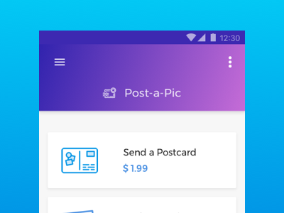 Post-a-Pic cards gradients material design posts