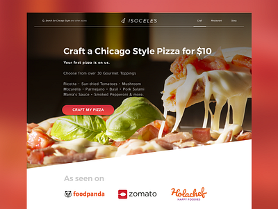 Daily UI #003 - Revised Landing Page food landing page pizza responsive web design